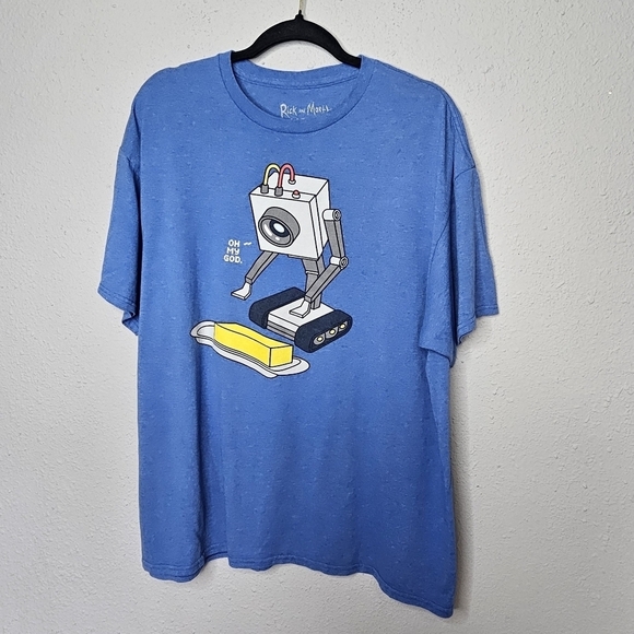 Rick & Morty Pass The Butter Mens XL TShirt Blue Short Sleeve Adult Swim Cartoon - Picture 1 of 6